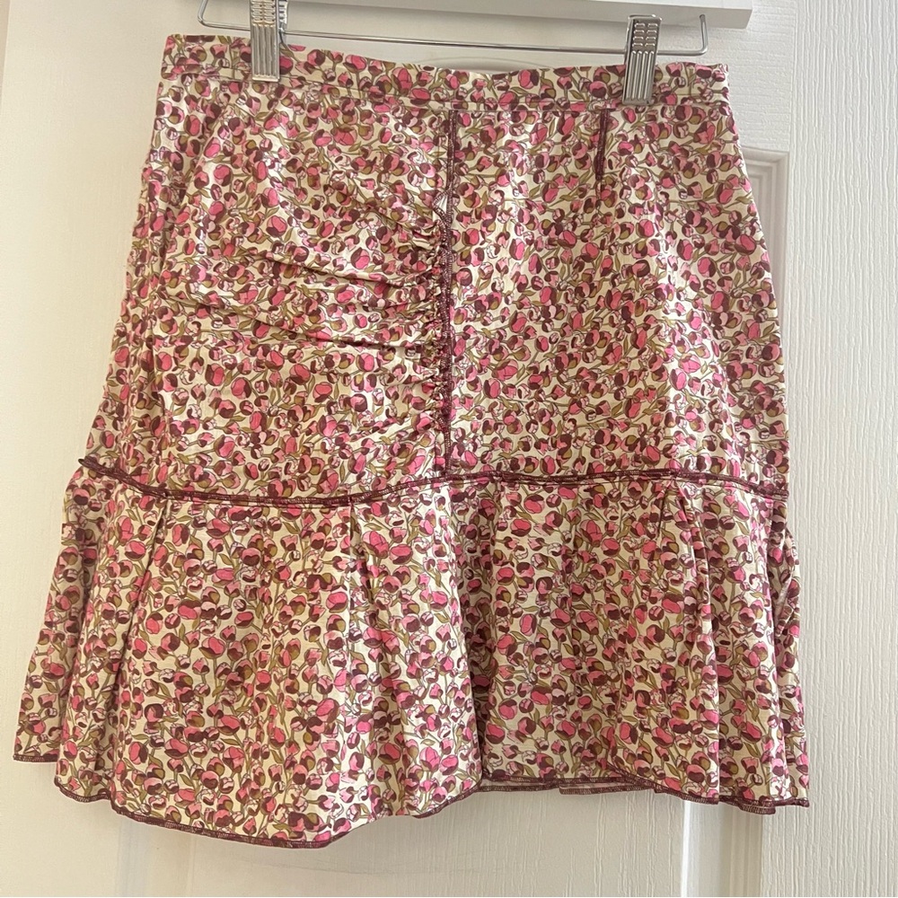 NINA RICCI • Paris• Pink Poppy Floral Linen Skirt 36| 4 Made in France - Picture 3 of 16